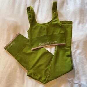 Outdoor Voices Matcha Green matching set.